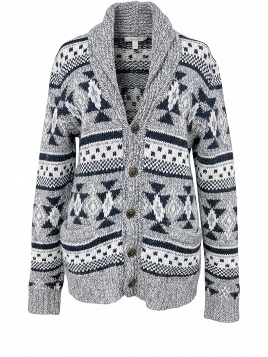 Sweaters - American Eagle Outfitters Nordic Knit Cardigan Y2K Gray Wool Sweater Sz S